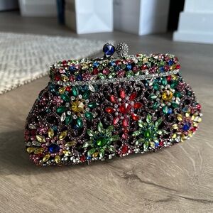 Multicolor Unique Crystal Clutch